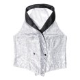 thumbnail image 5 of TTAO Womens Sequins Suit Vest Lapel Sleeveless Glitter Sparkly Dressy Waistcoat for Rave Dance Party Silver L, 5 of 7