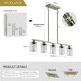 thumbnail image 7 of Modern Industrial 5-Light Linear Chandelier, Height Adjustable Brushed Nickel Dining Room Kitchen Islands Pendant Lighting, 7 of 7