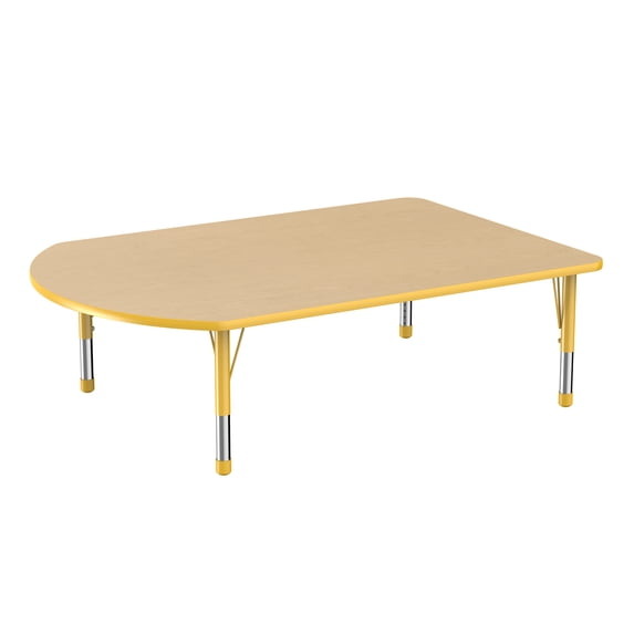 48in x 72in Work Around Premium Thermo-Fused Adjustable Activity Table Maple/Yellow/Yellow - Chunky Leg