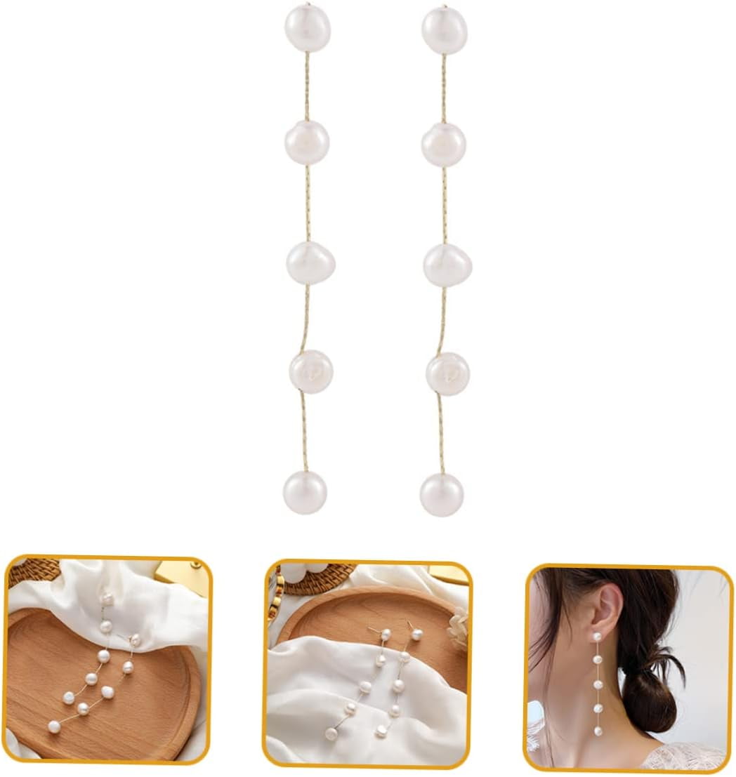 Long Dangle Fine Pearl Earrings for Women Refined Freshwater Jewelry with Handcrafted Tassel Design All-purpose Dress Accessory for Casual and Formal Wear[h531]