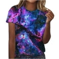 thumbnail image 1 of Fiudx Ofertas y Liquidaciones Blusa de Manga Corta Estampada a La Moda para Mujer, Blusas Informales con Cuello Redondo, 1 of 3