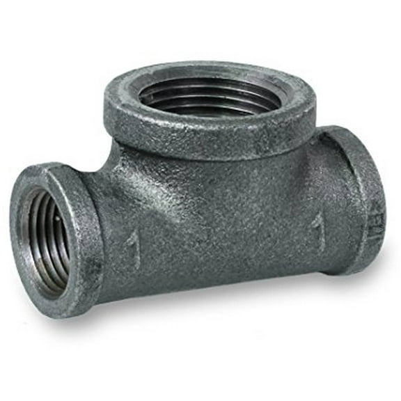 Supply Giant BMBT1400 Malleable Iron Bull Head Tee, 1-1/4" x 1-1/4" x 1-1/2", Black Finish