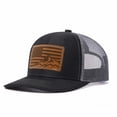 thumbnail image 5 of USA Flag Mountain Leather Patch Embroidered Color Block Trucker Hat Unisex Adjustable Cotton Breathable Fashion Cap for Travel Daily Wear, 5 of 10