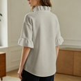 thumbnail image 6 of WCJM Women's Short Sleeve T-shirt Women Mock Neck Short Sleeve Blouse 2026 Spring Summer Casual Work Top Fashion Clothing, 6 of 7