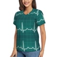 thumbnail image 2 of Vsdgher ECG Wave Women Shirts V Neck Short Sleeve Tops T-Shirt Basic Tees, S to 3XL3X-Large, 2 of 5