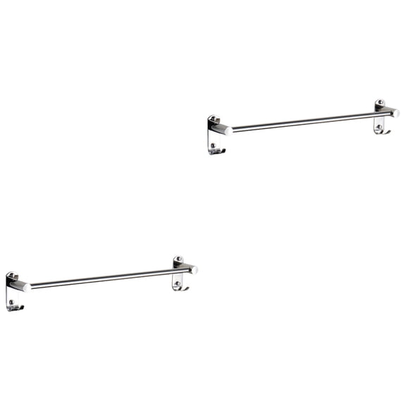 unbranded 2pcs Stainless Steel Towel Bar Multifunction Towel Rack Clothes Hook Set Silver Towel Shelf Bathroom Hanging Accessories