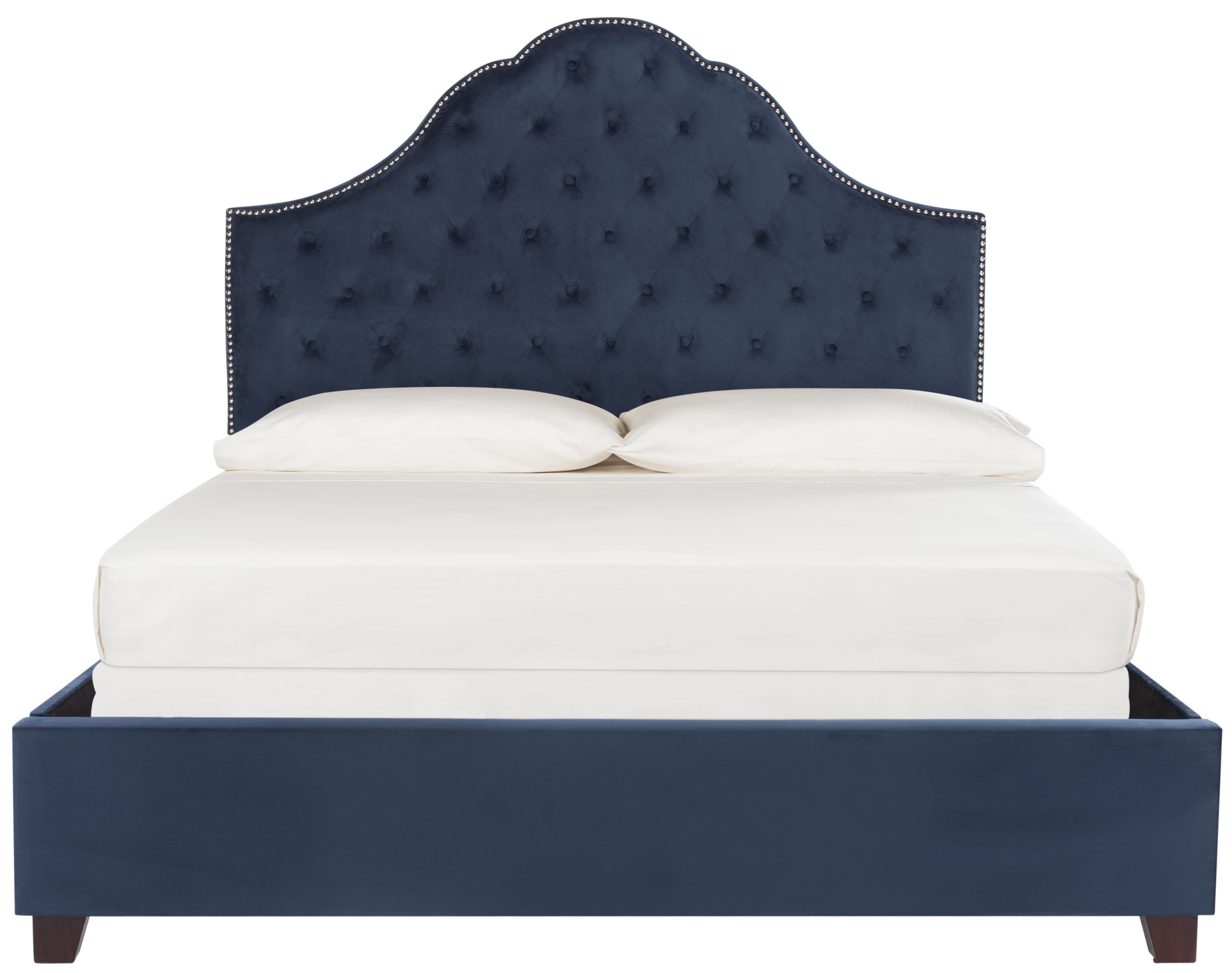 SAFAVIEH Beckham Modern Glam Tufted Headboard with Nail Heads, Full, Navy