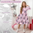 thumbnail image 5 of FKELYI Pink Cow Panda Print Girl Long Sleeve Dress Ruffle Sleeve Crew Neck Trim Dress for Birthday Party A Line Tiered Swing Pactchwork Dresses, 7-8 Y, 5 of 6