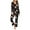 Black #3, variant on Plus Size Womens Pajamas 2 PCS Solid Color Long Sleeve Pajama Set Plus Size Crew Neck Loose Fit Sleepwear with Pants Gift for Women