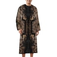 thumbnail image 2 of Cool Brown Wood Bark with Yellow Lichen Camo Texture Pattern Bathrobe Plush Bathrobe Cozy Unisex Winter Bathrobe Warm Water Absorbent, 2 of 9