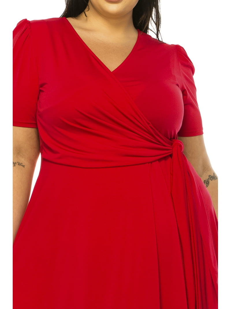 plus size fall wrap dress Kiyonna Women's Essential Wrap Dress Black Size 5X