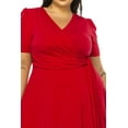 thumbnail image 5 of MOA Collection Women's Plus size Stylish Solid Faux Wrap Dress with Deep V-Neck, 5 of 5