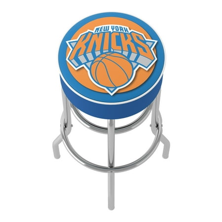 New York Knicks NBA Padded Swivel Bar Stool - Blue, Silver, Orange