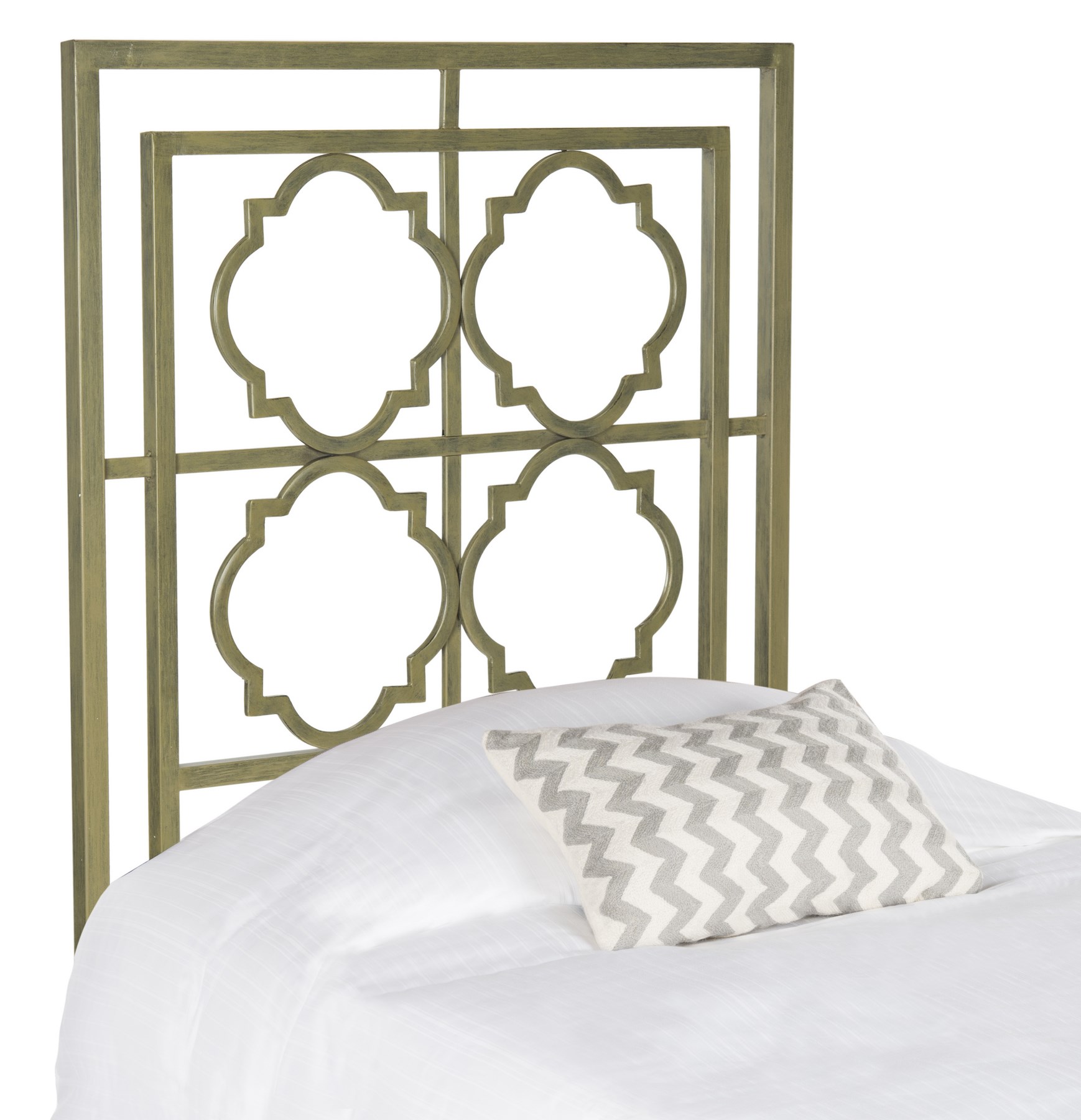 SAFAVIEH Silva Geometric Glam Metal Headboard, Twin, French Silver