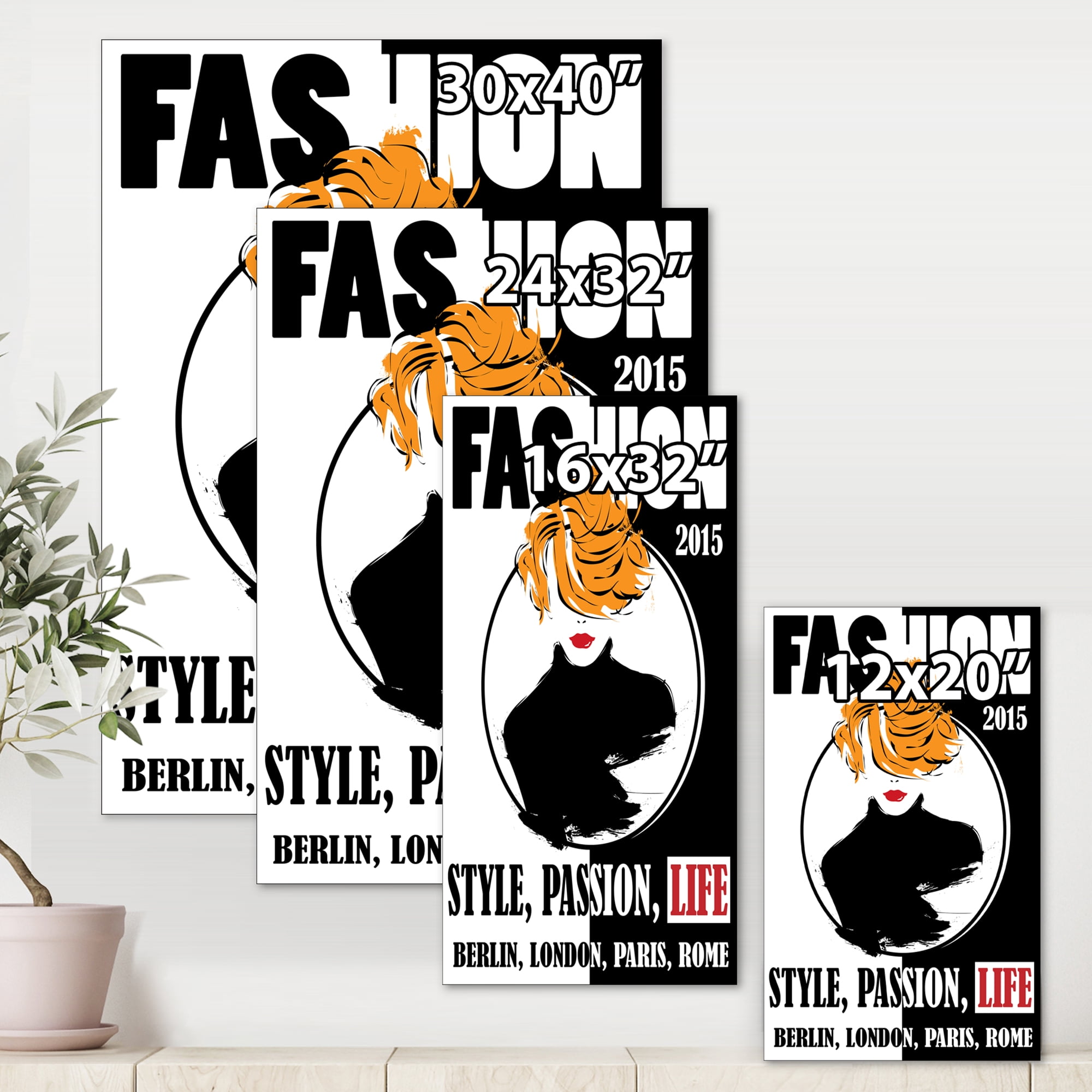 Designart ' Style Passion Life Fashion Woman V ' Modern Canvas Wall Art Print