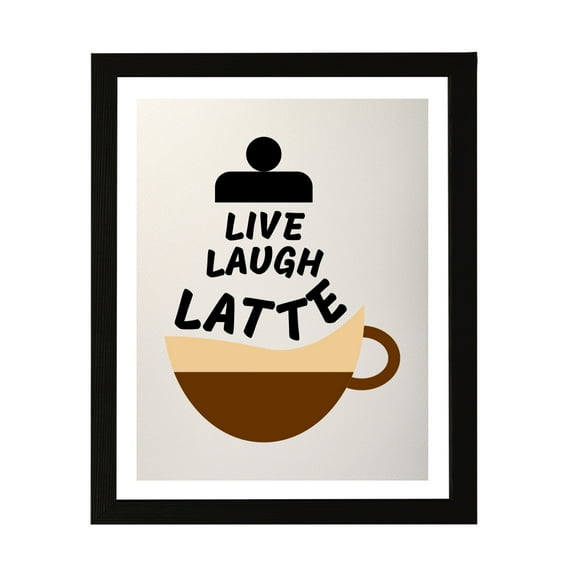 Designs ByLITA Live Laugh Latte, 5 x 7 Wall Print Inspirational (Unframed) | Coffee Retro Kitchen Decoration