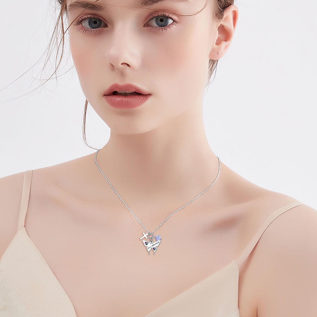 SOULMEET Daisy Necklace 925 Sterling Silver I Am a Daughter of God Jewelry for Women Baptism Communion Gifts for Birthday Gift