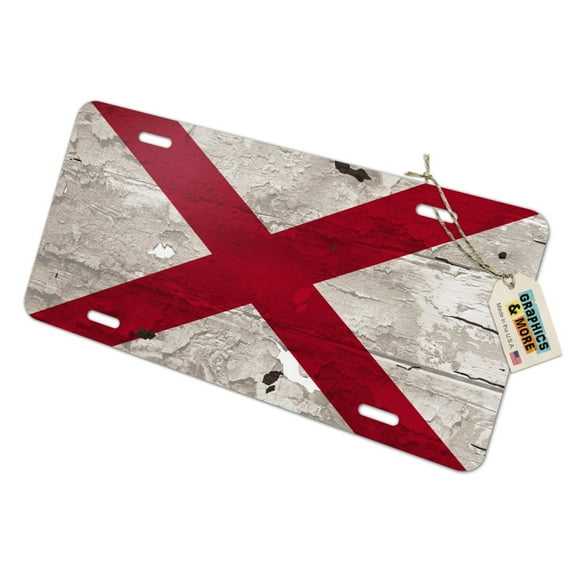 Rustic Distressed Alabama Flag Novelty Metal Vanity Tag License Plate
