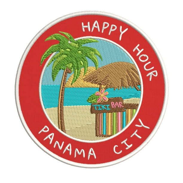 Happy Hour Panama City Florida 3 5 Inch Iron Or Sew On Embroidered Fabric Badge Patch Ocean Beach Salt Life Iconic Series Walmart Com Walmart Com