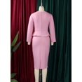 thumbnail image 2 of Pink Dress With 3D Floral Waist Detail Long Sleeve, 2 of 28