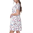 thumbnail image 2 of Gukieu Rabbit Eating Print Women's Short Sleeve Dress, Elastic Waistband A-line with Pockets Summer Dress, Suitable for Daily Leisure, Work, Vacation, 2 of 6