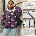 thumbnail image 7 of SCRAWLGOD Skull Rose Pink Violet Love Oversized Women's Full Zipper Hoodies Hooded Long Sleeve Sweater with Pockets Relaxed Shoulder Soft Tops Fall Winter Trendy Outfits, XS, 7 of 7