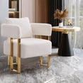 thumbnail image 2 of New 2 Sets Accent Chair, Upholstered Velvet Armchair Comfy Modern Single Sofa Side Chair with arms and Metal Legs for Living Room Bedroom Reading, 2 of 9