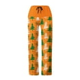 thumbnail image 5 of Christmas Lounge Pants For Women Comfy Wide Leg Trouser Casual Mid Rise Drawstring Pants Orange M, 5 of 6