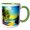 Green/White, variant on 3drose, Colorful Tent, Green Tree, Boat in the Lake, Summer Sunset Gift, 15oz Mug