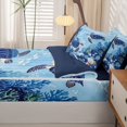 thumbnail image 5 of Manfei Cartoon Sea Turtle Zipper Full Size Comforter Sets with Fitted Sheet and 2 Pillowcases,Cute Ocean Animal Zipper Bedding Set,Blue,Nary Blue Reversible,4pcs, 5 of 8