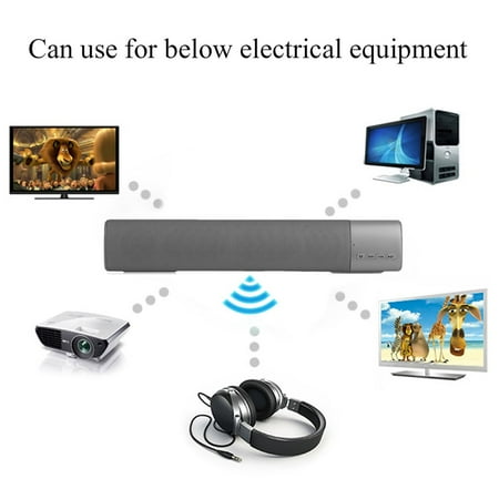 Portable Stereo Music Sound Bar Speaker with Super Bass Wall Mountable Audio Support TF Card and