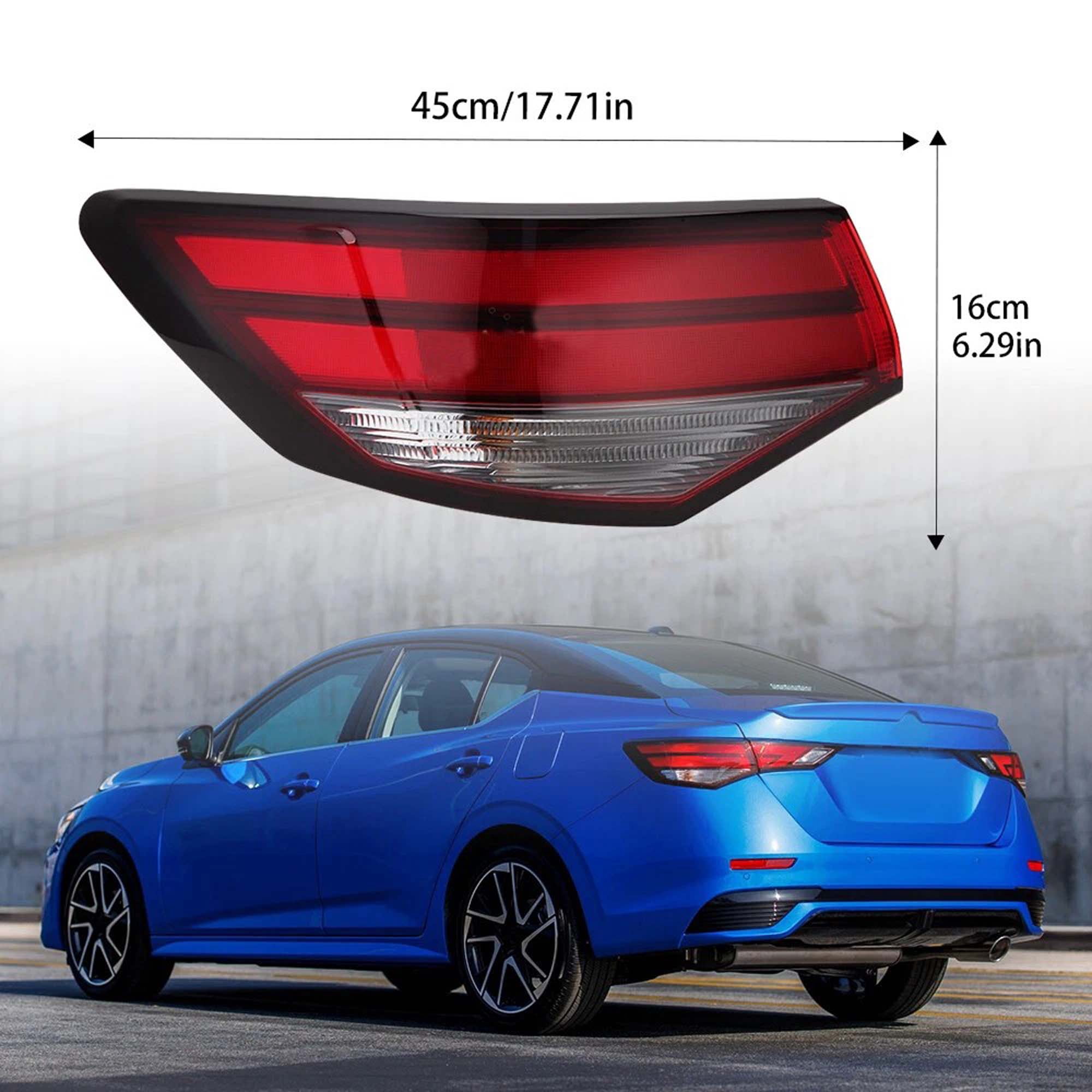 MZORANGE Left Driver Tail Light For Nissan Sentra 2020-23 Brake Outer Rear Stop Taillamp