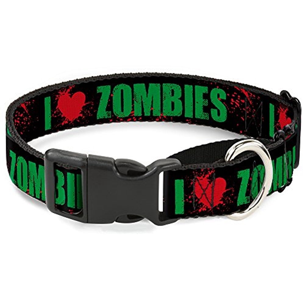 Buckle-Down MGC-W30950-L I "Heart" Zombies Bold Splatter Black Green Red Martingale Dog Collar