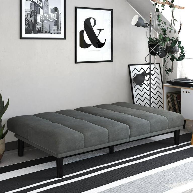 Mainstays Channel Cushion Futon Gray Microfiber Walmart