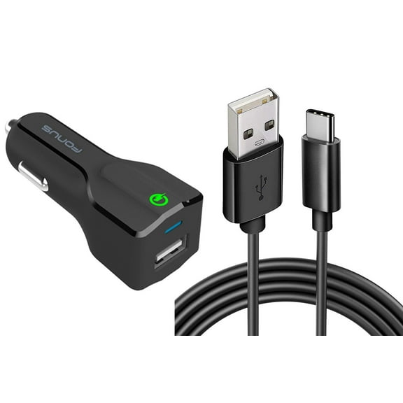 24W Fast Car Charger for Samsung Galaxy A16 5G - 2-Port USB 6ft Cable Type-C Turbo Charge DC Socket for Galaxy A16 5G