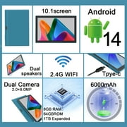 10 inch Tablet Android 15 Tablets, 8GB RAM 32GB ROM 1TB Expandable, Quad-Core Processor Tablet PC, 1280x800 IPS HD Touch Screen, 6000mAh Battery, 2MP+8MP Dual Camera, WiFi6, BT, GMS, Navy