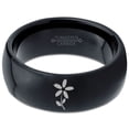 thumbnail image 2 of Tungsten Flower Bloom Blossom Plant Band Ring 8mm Men Women Comfort Fit Black Dome Polished, 2 of 4