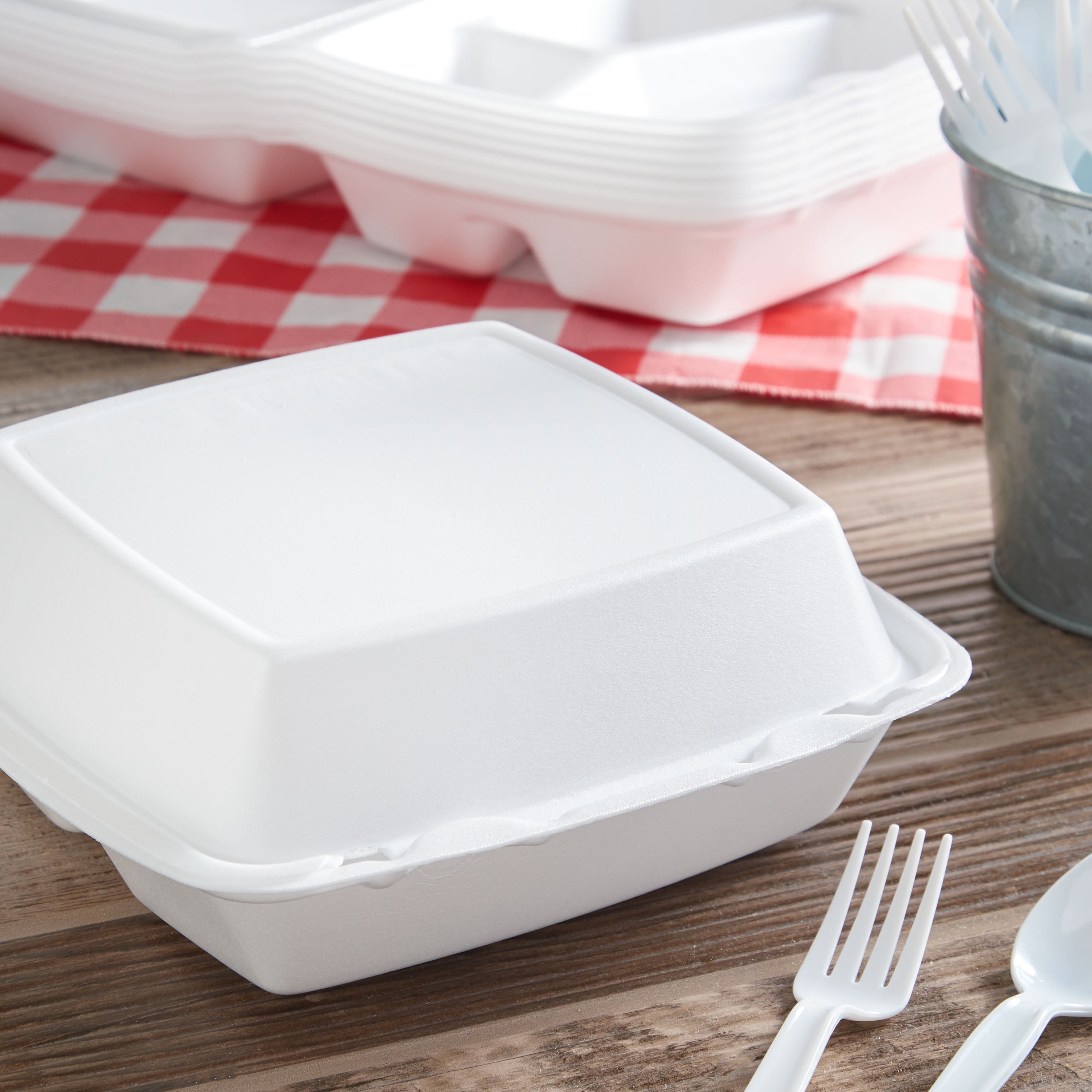 Foam Hinged, Containers, Cups, Plates & Lids — Restaurants Supply