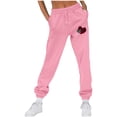 thumbnail image 4 of Baggy Sweatpants for Women Heart Print Tie Waist Loose Joggers Pants with Pocket Workout Running Fall Cute Casual Trousers, Pink, M, 4 of 4