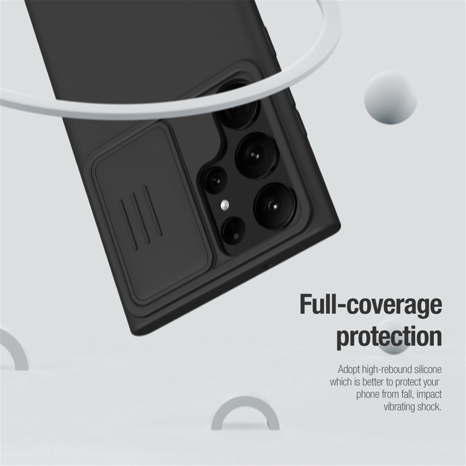 Allytech Magnetic Silicone Case for 6.8" Samsung Galaxy S23 Ultra with Slide Camera Cover, Built-in Magnets Support Magsafe Charging, Premium Liquid Silicone Phone Cover for Samsung S23 Ultra, Black
