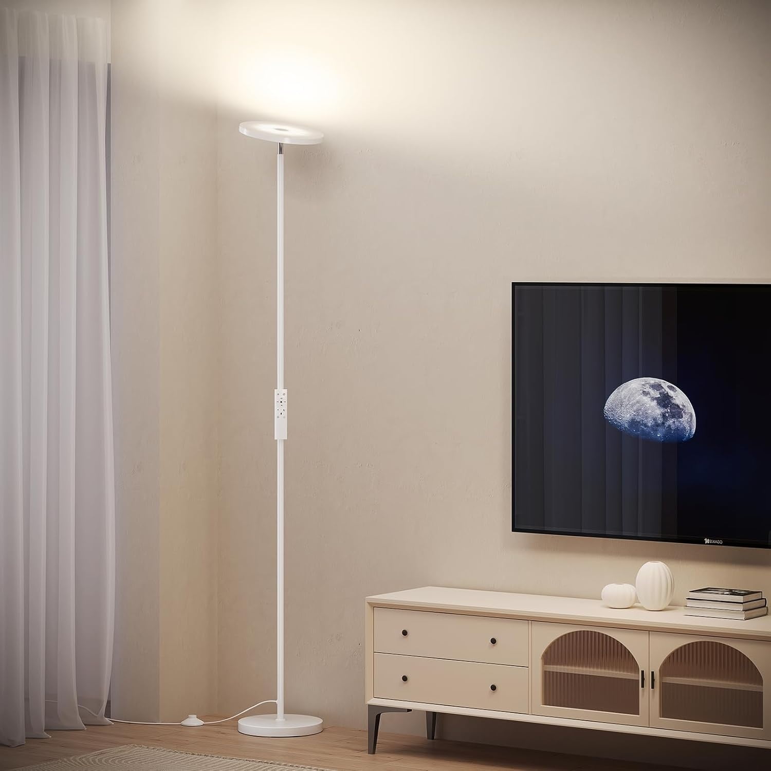 Floor Lamps for Living Room, 32W/3000LM Super Bright LED Floor Lamp with Remote Control, 69" Tall Standing Lamp with Stepless Dimmable, Modern Corner Lamp for Bedroom, Office White