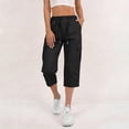 thumbnail image 2 of Cargo Capris for Women High Waisted Solid Color Trousers with Pockets Casual Straight Leg Pants for Summer Street Style Fashion, 2 of 8