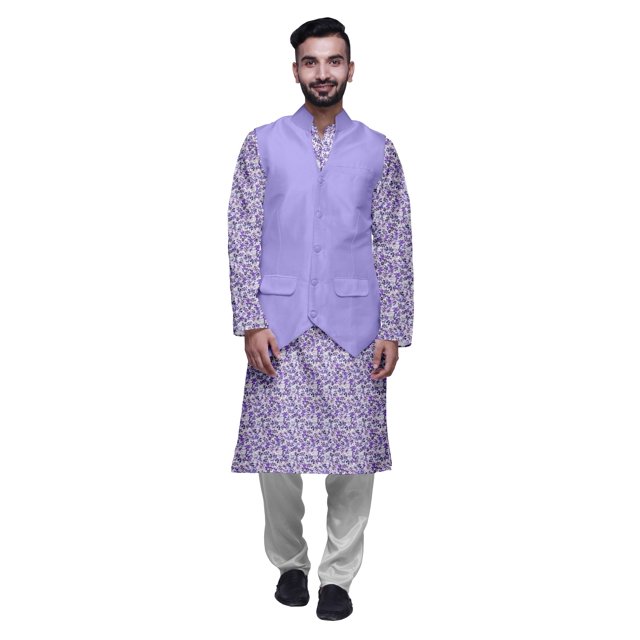 Atasi Ensemble Kurta Pyjama Indien pour Hommes Col Mandarin Vêtements Décontractés