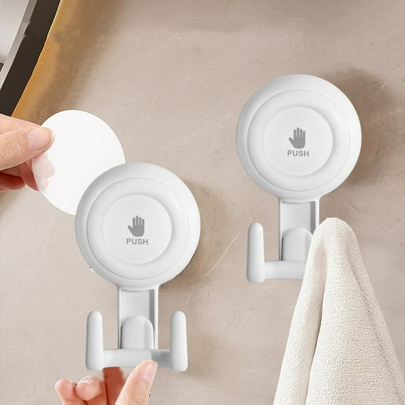 Uutvmp Heavy Duty Hooks Suction Cup Hooks, Easy to Install No Drilling Removable Wall Hooks Towel Hanger Bathroom Waterproof, White