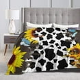 thumbnail image 4 of Cow Print Sunflower Throw Blanket Flannel Fleece Bed Blanket Cozy Air Conditioning Blanket Plush Blanket for Bedroom Living Sofa Car 80"x60", 4 of 6