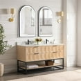thumbnail image 3 of Vinnova Milagro 60" Double Wood Bath Vanity with Fish Maw Quartz in Ash/Black, 3 of 6