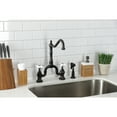thumbnail image 4 of Kingston Brass KS7755PXBS English Country Two-Handle 3-Hole Deck Mount Bridge Kitchen Faucet with Brass Side Sprayer in Oil Rubbed Bronze, 4 of 7