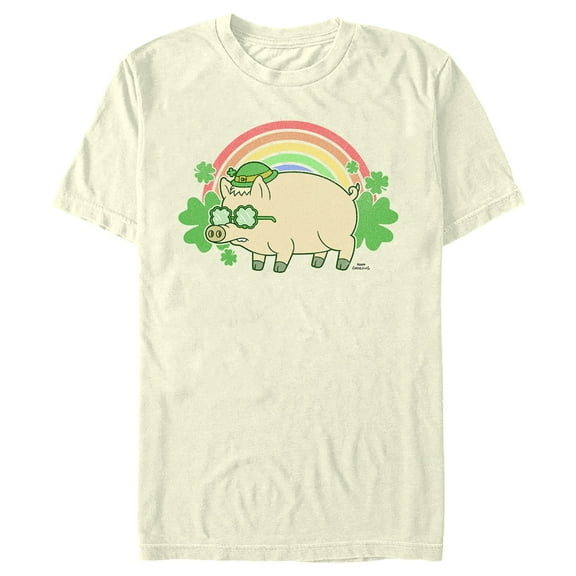 Men's The Simpsons St. Patrick's Day Rainbow Plopper Graphic Tee Beige 3X Large