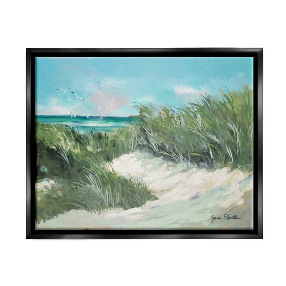 Stupell Industries Beach Grass Painting Nature Painting Black Floater Framed Art Print Wall Art, 21 x 17