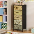 thumbnail image 3 of Furologee Vertical Dresser for Bedroom, Tall Storage Tower Unit with 5 Fabric Drawers, Chest of Drawers for Living Room, Dorm, Entryway, Nightstand Bedside Table, Vintage Furniture, Wood Top, 3 of 10